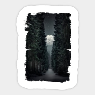 Moonshine Alley - Moody Night Scene with Trees Sticker